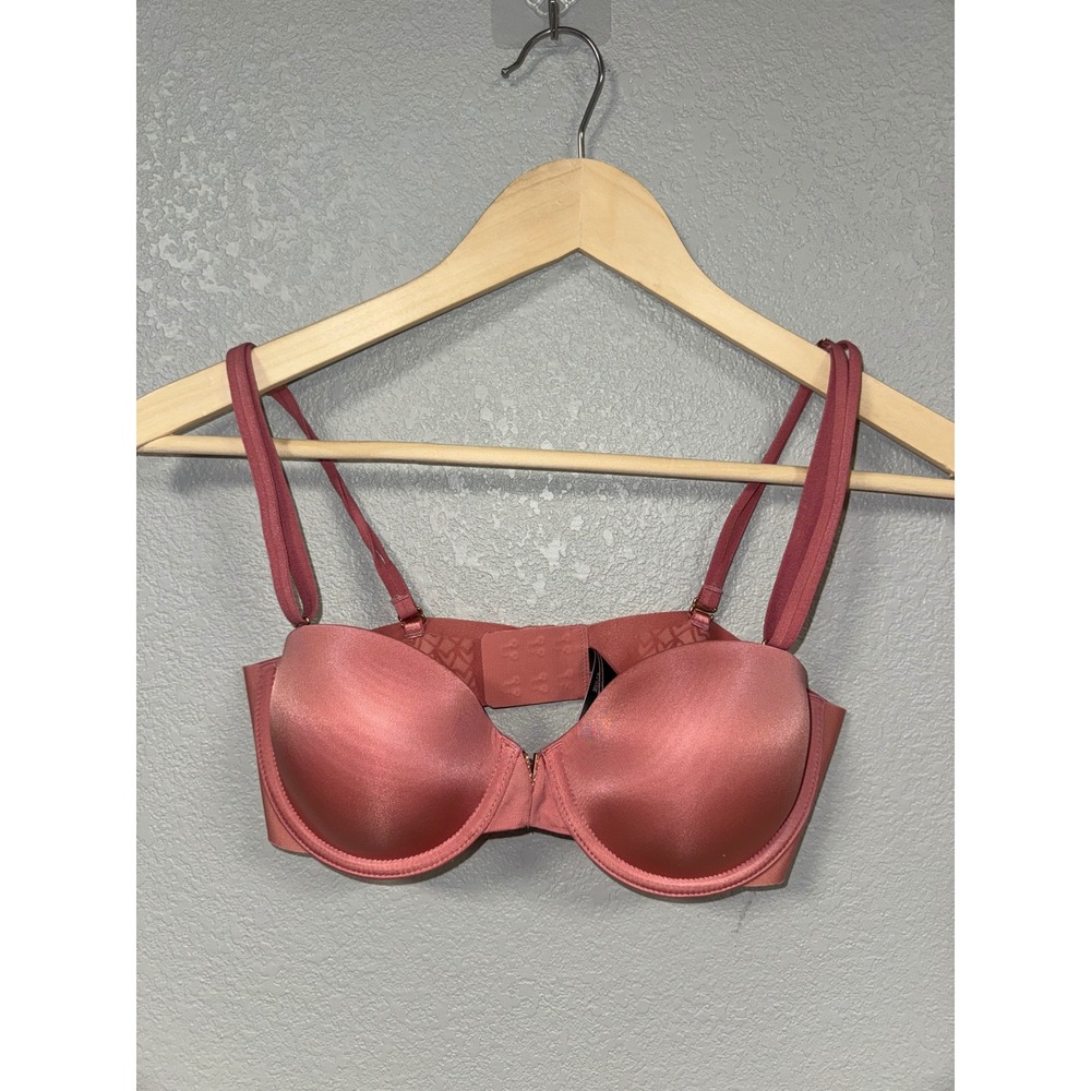 Victoria's‎ Secret Bra Pink Satin Underwire 34B Gold V-Hardware